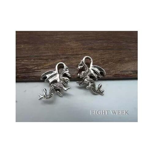 Zinc alloy pendant jewelry accessories diy handmade material charms ancient silver dragon 15 * 20 mm