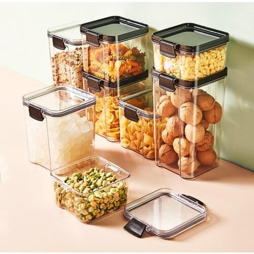 Transparent Square Food Storage Cans Snacks Dried Fruit Organizer Container Fresh-Keeping Box Kitchen Grain Storage Boxes