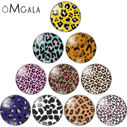 Various Color leopard Print Patterns 8mm/10mm/12mm/18mm/20mm/25mm Round photo glass cabochon demo flat back Making findings