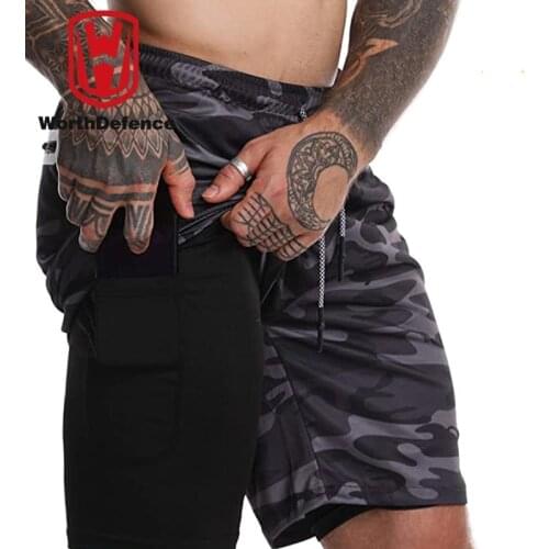 Worthdefence Running Men Shorts for Summer Sports Quick Dry Jogging Gym Fitness Sportwear Workout Compression Athletic Shorts