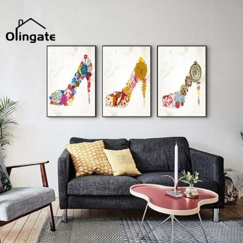 Modern Flower Shoes Canvas Poster Nordic Abstract High Heels Wall Picture Print One Piece Wall Art Home Decor for Living Room