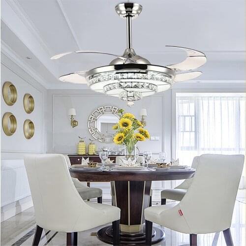 Crystal Ceiling Fans Modern Luxury Crystal Hotel Ceiling Fans Light Living Room Bedroom Dining Room Ceiling Fans with Lights