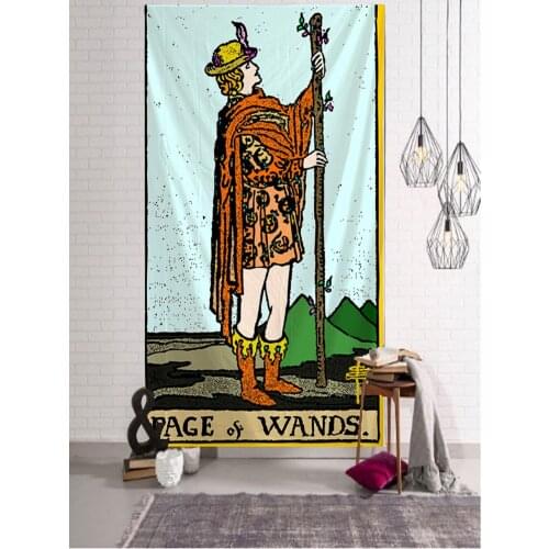 Tarot Card Divination Wall Tapestry Art Deco Blanket Curtain Hanging in Bedroom Living Room Decoration Mysterious Boho Style