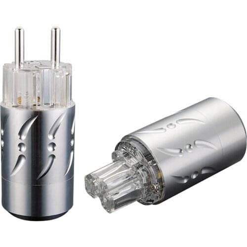 Viborg VE512S+VF512S Aluminum alloy EU power plug 99.998% copper Silver plated power plug with IEC plug