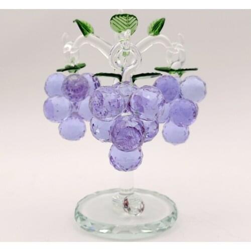 High Quality Crystal Glass Grape Tree Ornaments Home Decoration Housewarming Gifts Money Tree Figurine Crafts