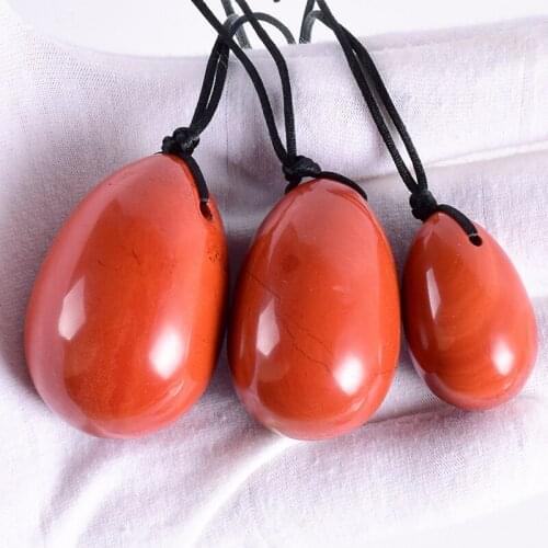 Natural Red Jasper Yoni Egg Massage 3 PCS Set Drill Stone Crystal Mineral Ball Kegel Exercise Pelvic Floor Muscle Vaginal Care