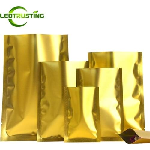 Leotrusting 100pcs Open Top Matte Gold Aluminum Foil Bag Herbal Medicine Powder Chocolate Trial Golden Heat Sealing Storage Bags