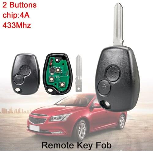 2 Buttons 433MHz Keyless Smart Remote Car Key Fob 4D67 Chip for Renault Trafic Sandero Logan Symbol Dacia Duster Logan Sandero