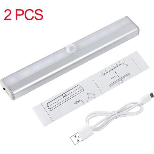 2PCS 10 LED Downlight Kitchen Lamp Cabinet Light Rechargeable Night Light Motion Sensor