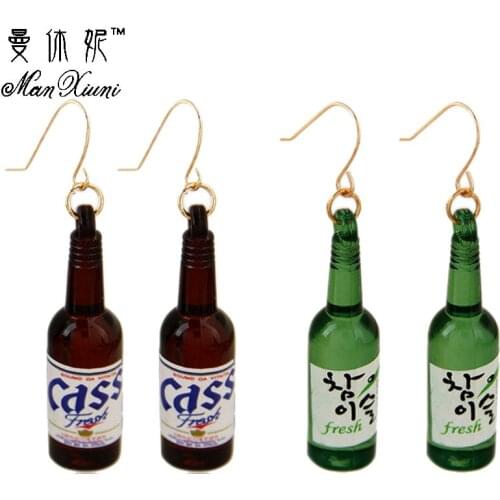 2020 Summer style New Personality Beer Bottle Shaped Drop Earring Acrylic Harajuku Sake Earrings Allergy Jewelry Designer