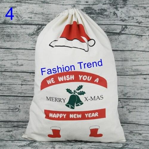 30pcs/lot 2018 the newest design Christmas Party Items Canvas Blank Santa Sack With Drawing For Gift Candy