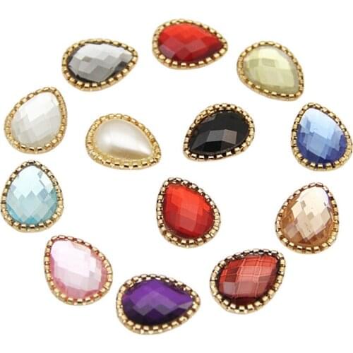 5pcs Water Drop Pearl Rhinestone Embellishments Buttons Flatback Decorative For Handicraft Bowknot Flower Decoration Diy Crafts