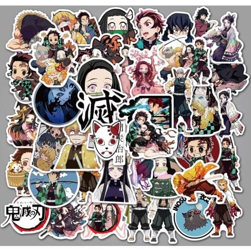 50PCS Japan Anime For Kimetsu No Yaiba Demon Slayer Graffiti Stickers Suitcase Car Waterproof Anime Sticker