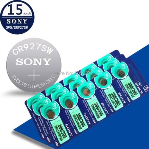 15pcs NEW FOR SONY 395 SR927SW 399 SR927W AG7 LR927 1.55V Watch Battery Silver Oxide Button Coin Cell MADE IN JAPAN