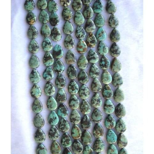 Natural Africa Turquoise Flat Pear Shape 13*18mm Loose Beads For Jewelry Making DIY Bracelet Necklace Earrings