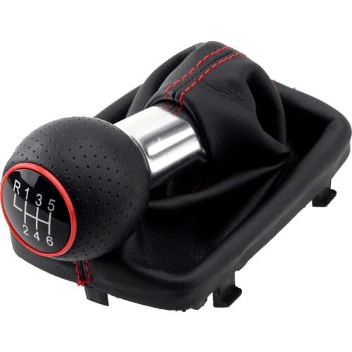 CITALL Red Ring Manual Transmission 6 Speed Gear Shift Knob Gaiter Boot Fit For Audi A3 S3 2004 2005 2006 2007 2008 8L0863278BJ