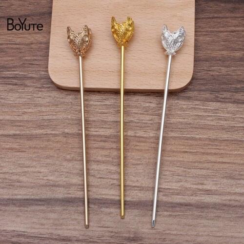 BoYuTe (10 Pieces/Lot) Fit 14MM Beads 17.5*19MM Flower Hair Stick Hair Accessories Diy Handmade Vintage Jewelry Materials