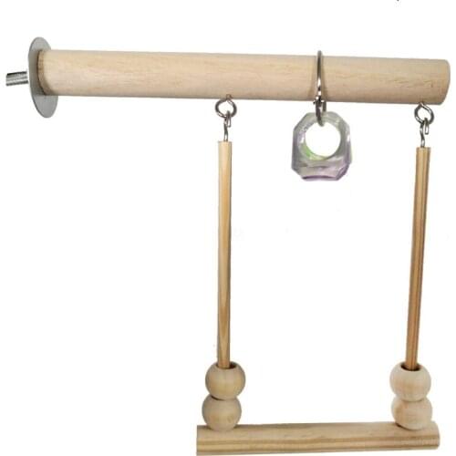 Bird Swing Wooden Parrot Perch Stand Playstand with Chewing Beads Cage Sleeping Stand Play Toys for Budgies Conure