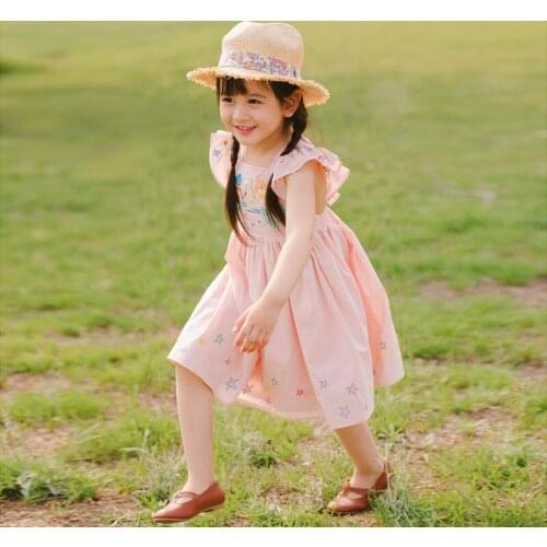 Good Quality Kids Clothes Girls Summer Dress 2021 Children Dresses Mermaid Embroidered Princess Dress Pink Sleeveless Vestidos