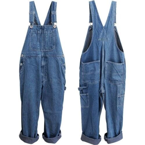 Loose Overalls Bib Men Jeans Huge Straight Denim Jumpsuits Wide Leg Cargo Pants Hip Hop Trousers Plus Large Size 28 - 50