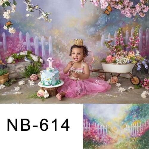 Photography backdrop newborn Pink flowers oil painting photo shoot portrait background for photo flower photophone birthday prop