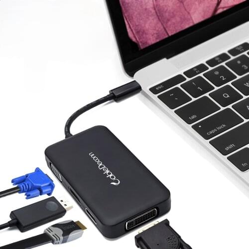 USB C to HDMI, CableCreation 4 in 1 USB-C to HDMI 4K + DP 4K + DVI + VGA Adapter, Thunderbolt 3 Compatible, Support DP Alt Mode