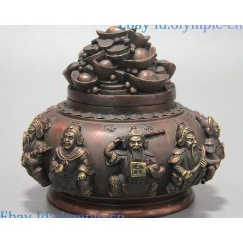 China bronze sculpture Sycee Yuan Bao lucky Five ways god of wealth cornucopia