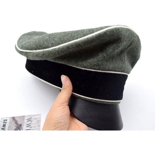 Replica WW2 German Army Field Marshals Generals Officers Crusher Field Visor Cap W Hat Sweat Ring Made Leather L(58cm)