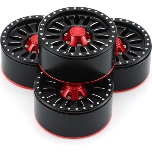 Metal Wheel Rim 4PCS Beadlock Wheel Hub 1.9 Inch RC Auto Car Black Wheel Rim Car Set for 1/10 RC Model Car