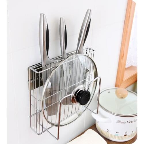 Multifunctional Seamless Pot Storage Rack Wall-mounted Shelf Kitchen Tool Holder