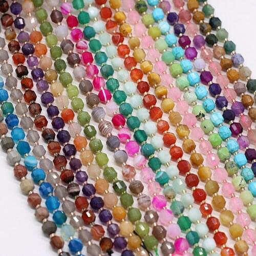 Natural Stone Rose Quartz Agate Amethyst Aquamarine Beads Irregular Round Faceted Beaded for Jewelry Making DIY Bracelets 6mm