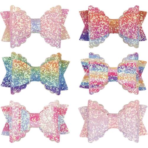 3'' Princess Sequin Hair Clips For Girls Ripple Ribbon Hairpins Swallow Tail Barrettes Headwear Party Hair Accessories