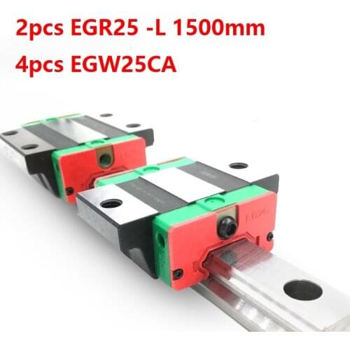 2pcs origial Hiwin rail EGR25 -L 1500mm linear guide + 4pcs EGW25CA flanged carriage blocks for CNC router