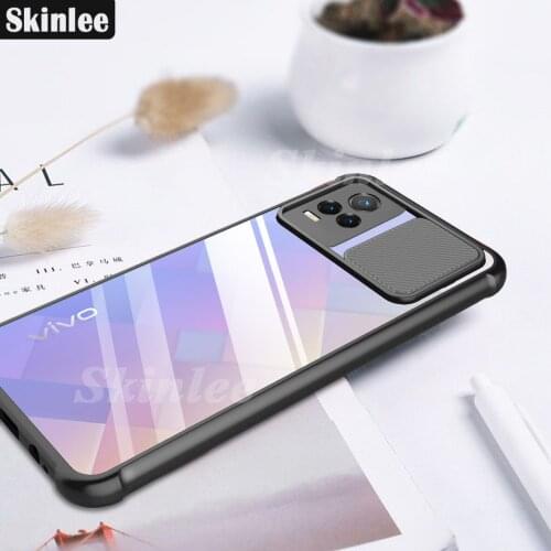 Skinlee For vivo V21E Case Official Original Shockproof Clear With Soft Frame Airbag Cover For VIVO V21 E Case