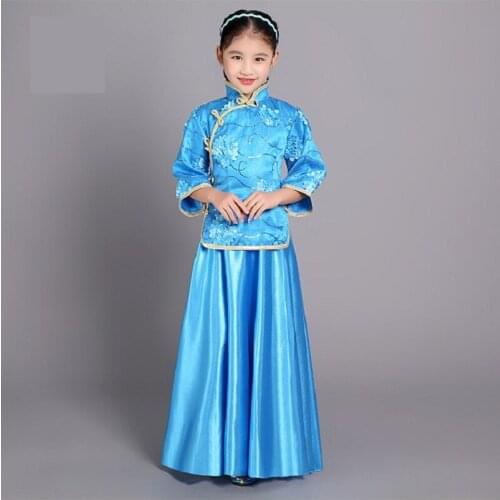 BALDAUREN Girls Republican Sisters Group Bridesmaid Dress Chinese Wedding Flower Girl Dress Guzheng Costume