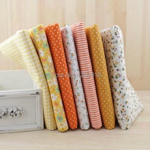 50*50cm Plain Yellow Printed Cotton Fabric Fat Quarter Bundle Tissue To Sew DIY Patchwork Tilda Quilting Home Textile Tecido 7PC