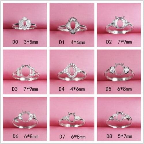 Empty ring setting base blank for DIY making sterling silver 925 facet jewelry findings settings without stone accessories D