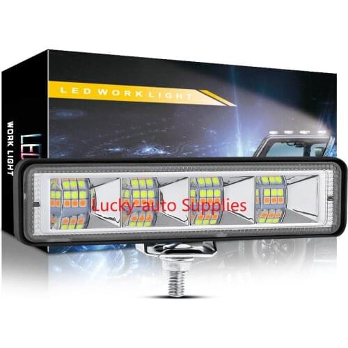 Car and Motorcycle Work Lights Bi-color White and Yellow 24LED In-line Spotlights Auxiliary Lights for Engineering Vehicles