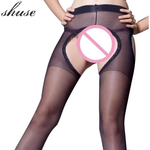 Sexy Lingerie For Women Hot Erotic Sex Pantyhose Open Crotch Tight Adult Game For Sex Toy Black Stockings Crotchless