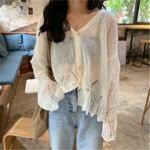 Sweaters Women Loose V-Neck All-match Spring Knitted Wear Korean Style Solid Simple Long Sleeve Feminino Cardigan Stylish Casual