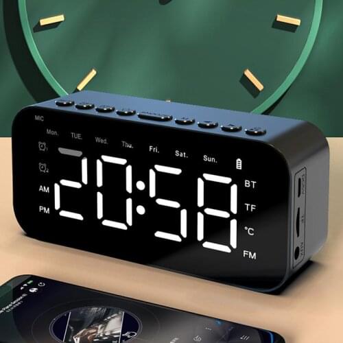 3 Colors LED Mirror Alarm Clock Display Alarm Clock Portable Smart Speaker High-definition Sound Card Computer Audio Clock Alarm