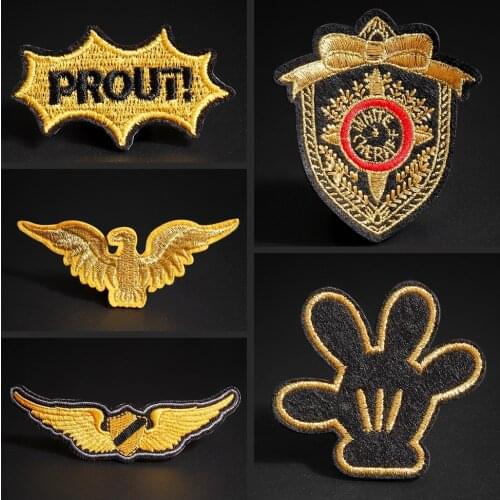 High quality gold embroidered patches wings glove Epaulet personality Exaggeration style Badge sewing or ironing on clothes