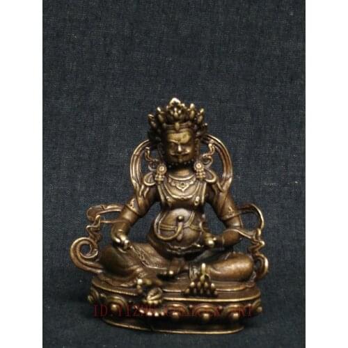 YIZHU CULTUER ART Collection Old China Tibet Bronze Carving Tibetan god of wealth Buddha Statue Family Pray Decoration