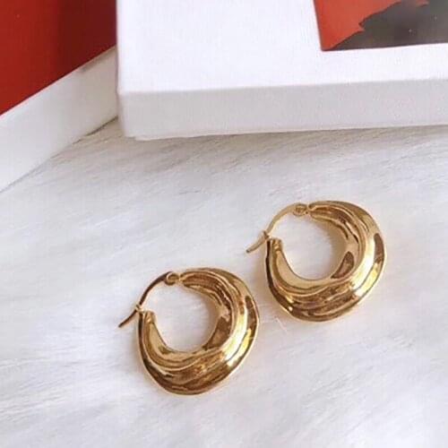 YPAY8 Luxury brand jewelry half cylinder earrings for women stones round letter stud earring rose gold wedding three color