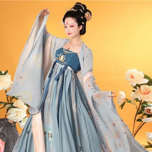 Women Hanfu Traditional Chinese Clothing Festival Outfit Fairy Embroidery Ancient Folk Stage Performance Dance Costumes SL5232