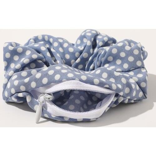 Women New Designs Hair Scrunchies With Pockets Hair Gums Striped Zip Rubber Bands For Hair Bun Zipper Schrunchy Vintage