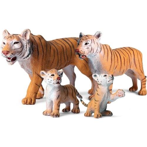 1/4Pcs Kids Cute Simulated Solid Tiger Model Action Figure Toy Desktop Ornament