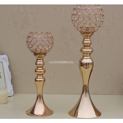 10pcs Table Centerpiece Wedding Flower Vases Crystal Candle Holder Candle Stick Wedding Decoration 42cm Tall Wholesale