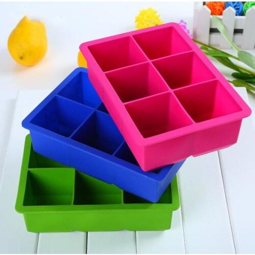 100pcs/lot Novelty 6-Square Soft Silicone Ice Cube Tray Ice Maker Jelly Pudding Mould Free Shipping SN679
