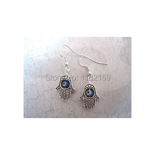 20pair GOOD LUCK EYE HAMSA HAND Blue Revolving Eye SP Earrings Kabbalah 35MM